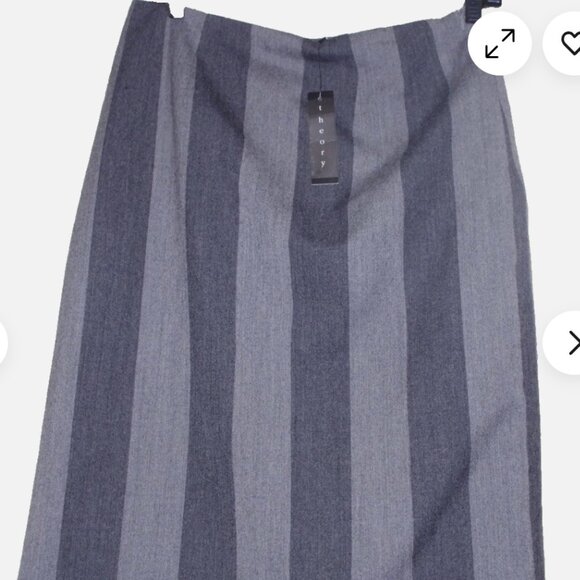Theory Follett Gray Striped Wool Skirt Knee A- Line Length Skirt Size:6 - Picture 1 of 3